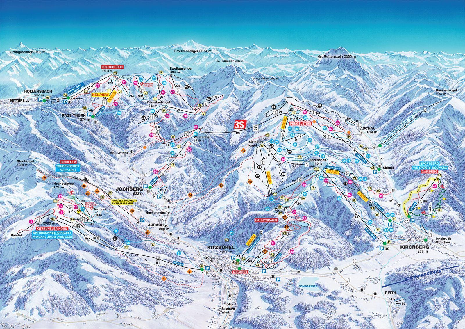 Austria Ski Resorts Map 