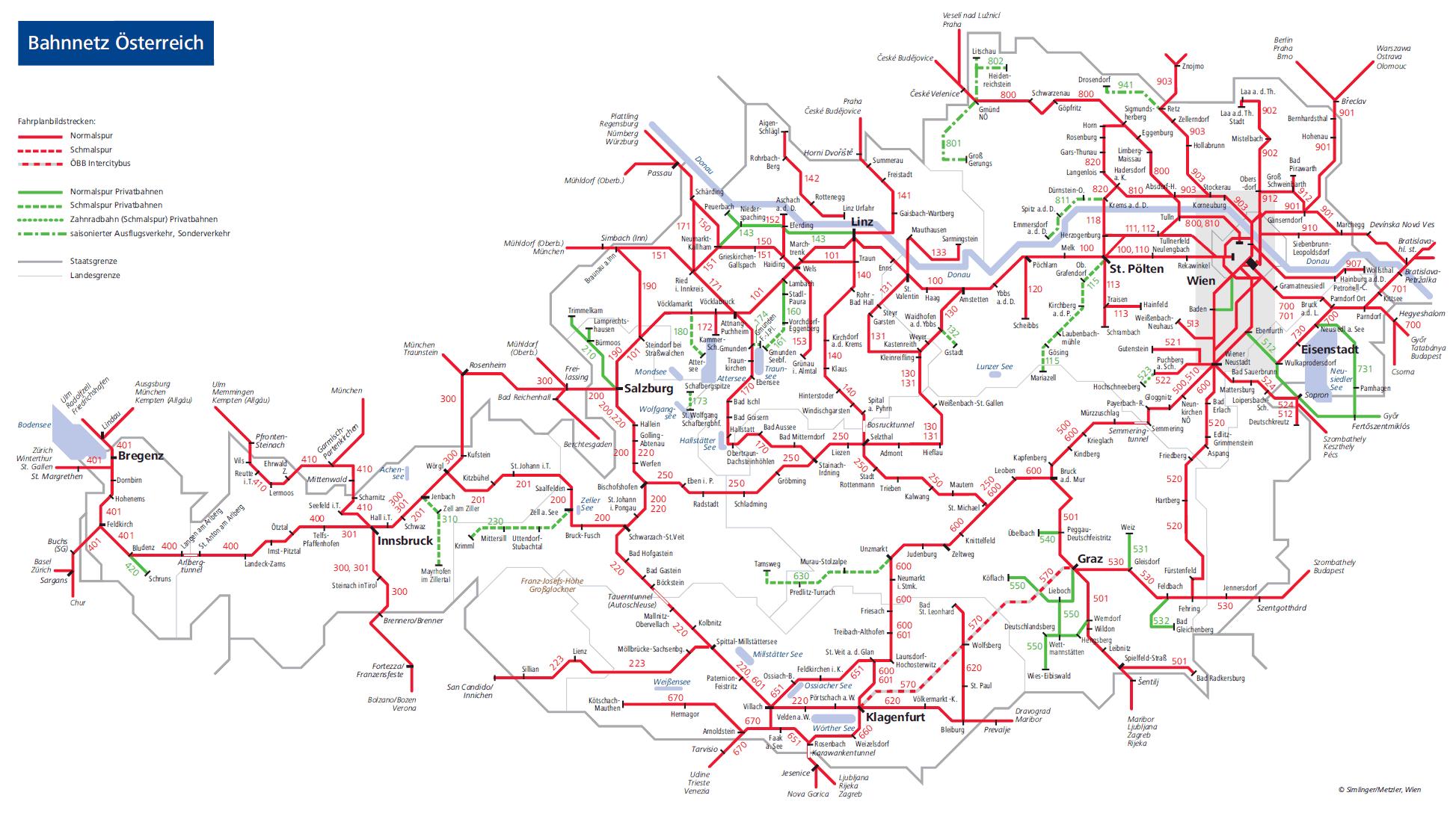 Austria Train Map 