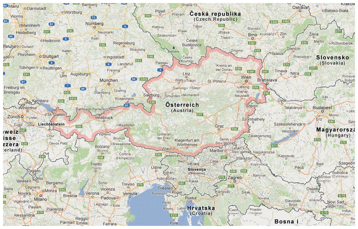 Map of austria - Austrian borders map (Western Europe - Europe)