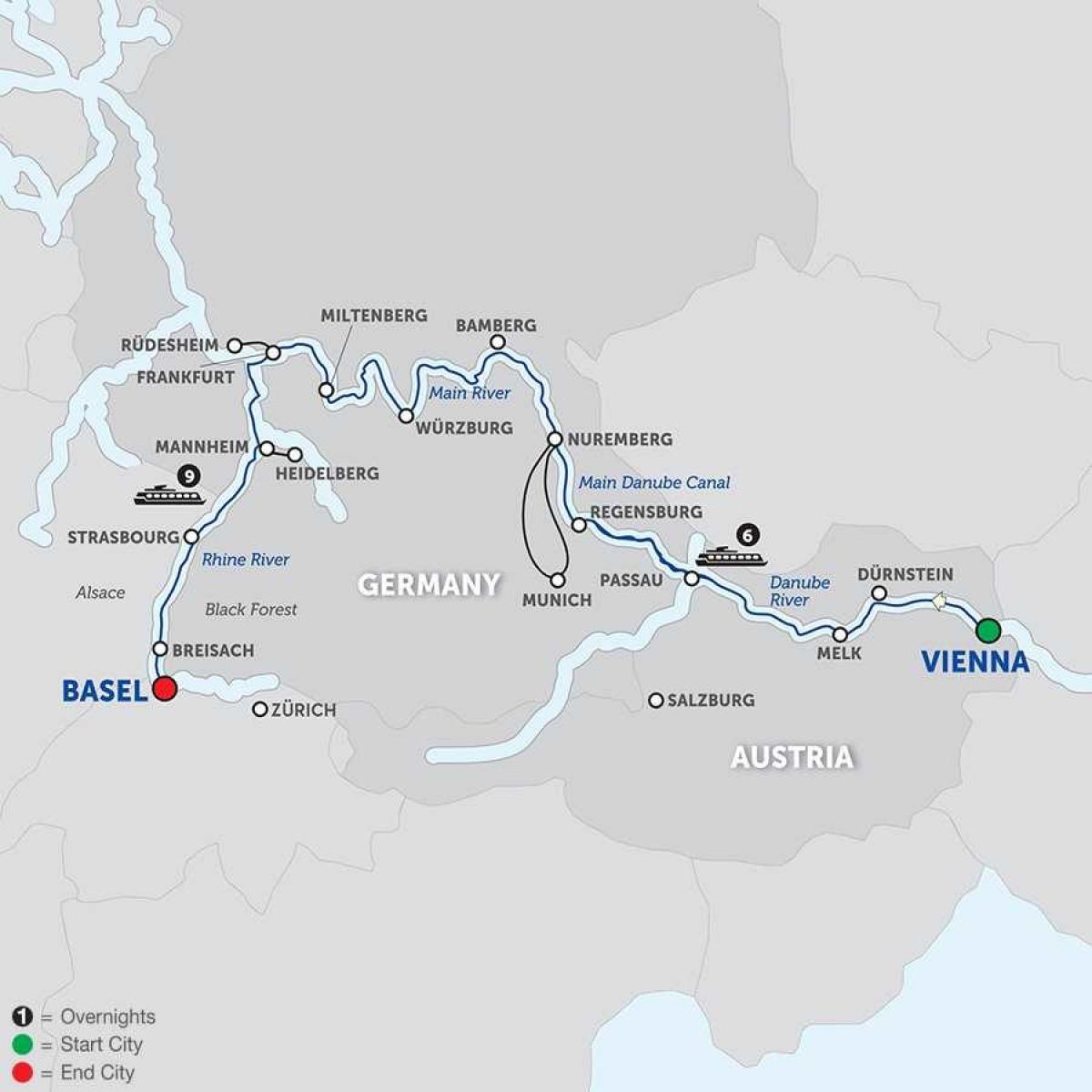 map of austria river
