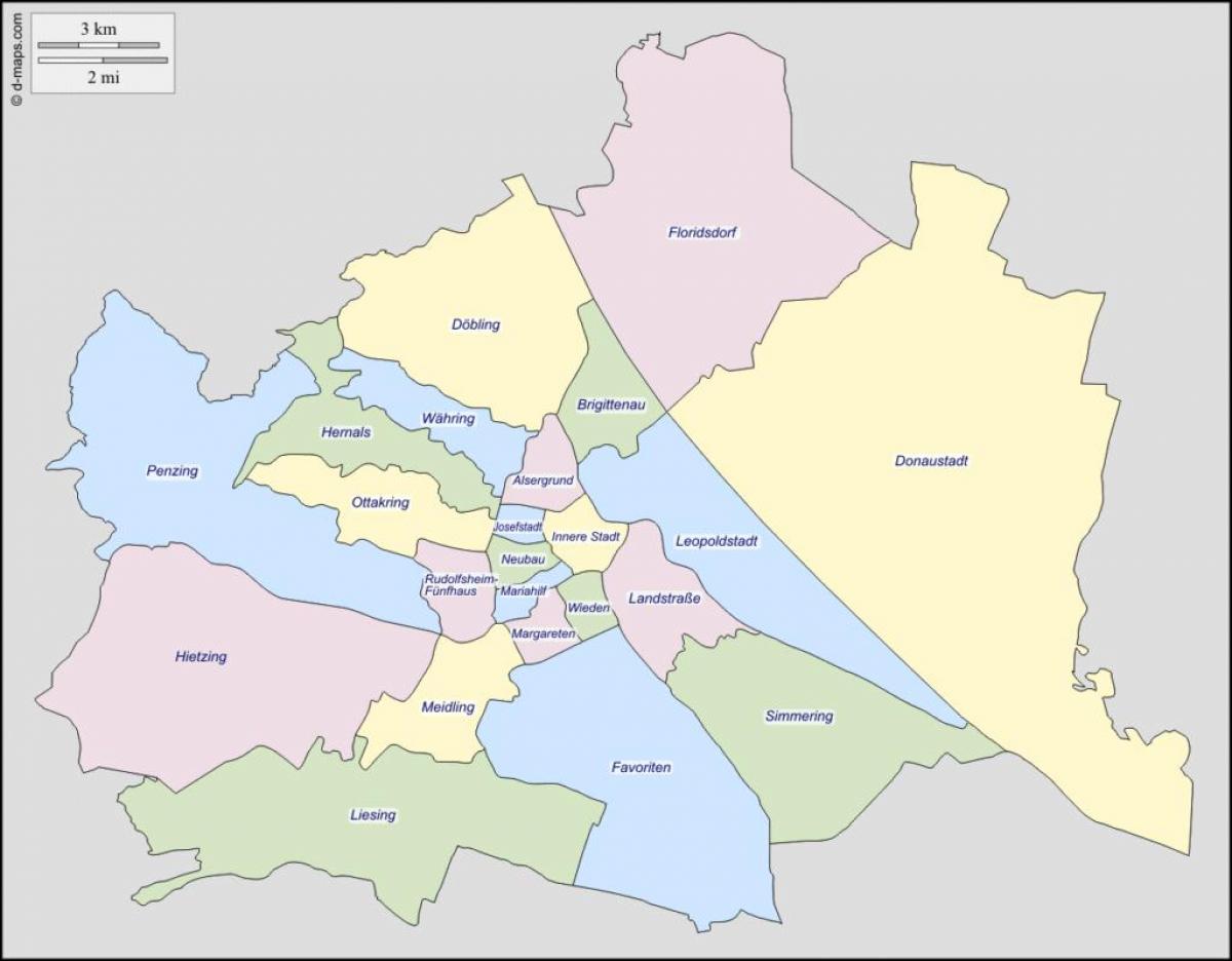 map of vienna austria district 