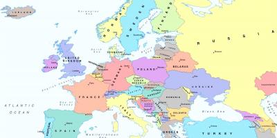 Map of europe showing austria