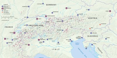 Map of  austria ski resorts airports